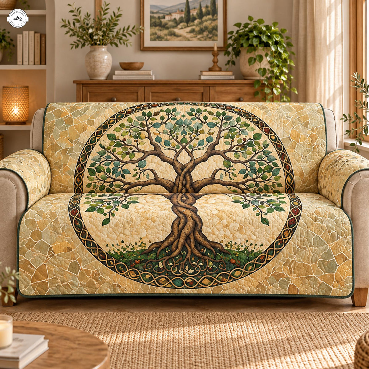 Celtic Tree of Life Quilted Seat Sofa LV167