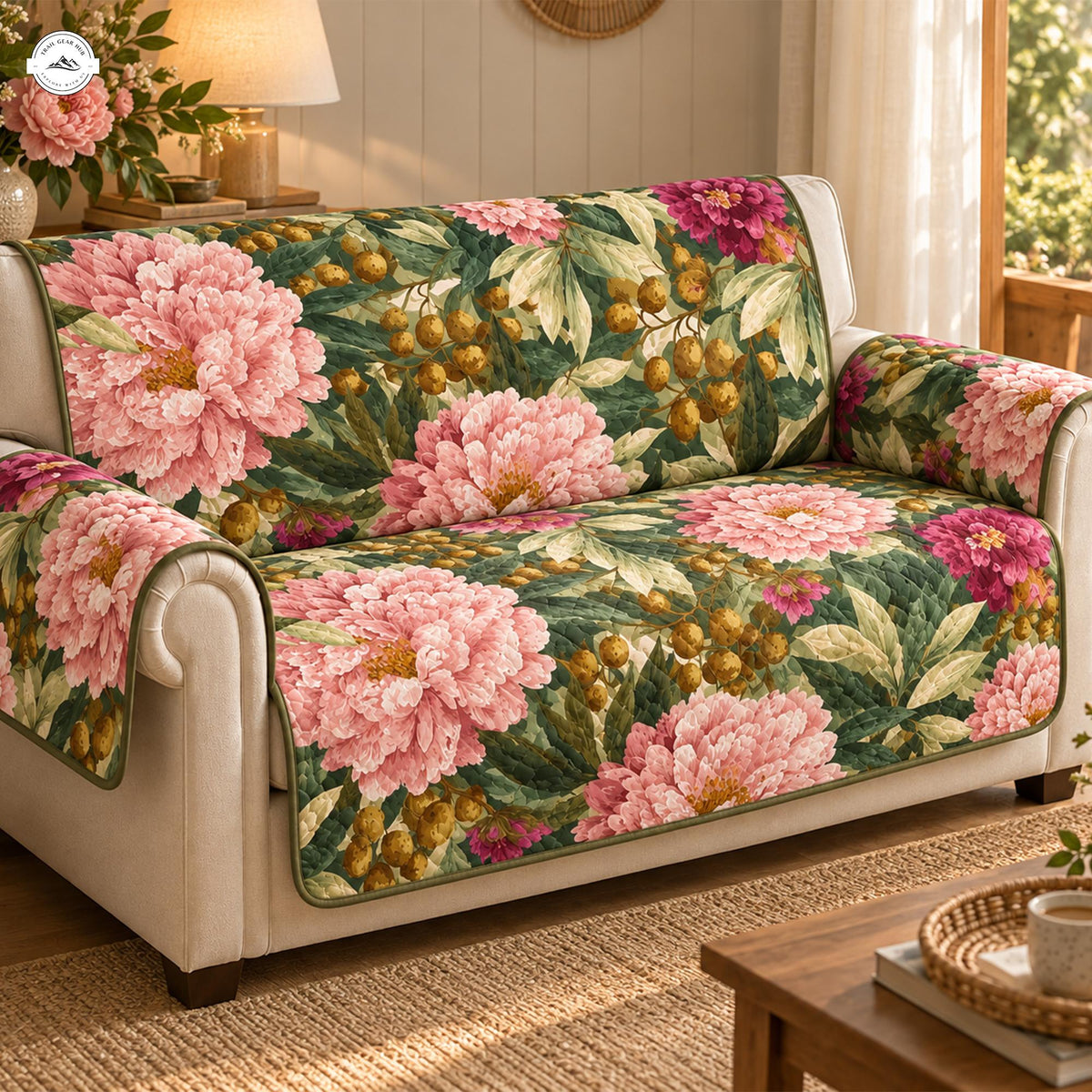 Boho Botanical Floral Quilted Seat Sofa LV190