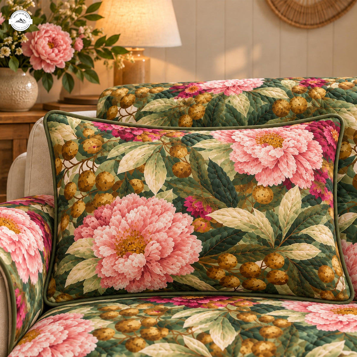 Boho Botanical Floral Quilted Pillow Cover LV190QLTPLC