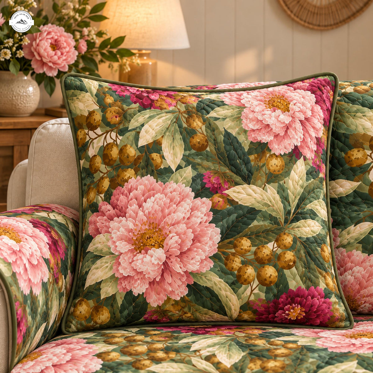 Boho Botanical Floral Quilted Pillow Cover LV190QLTPLC