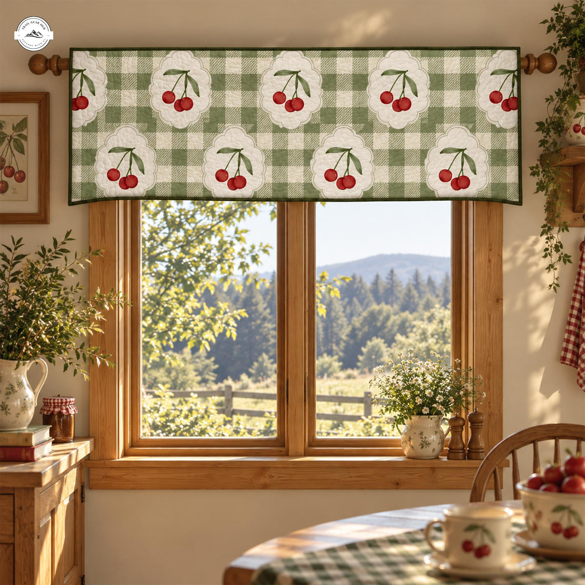 Vintage Gingham Cherry Quilted Valance LV191QLTVL