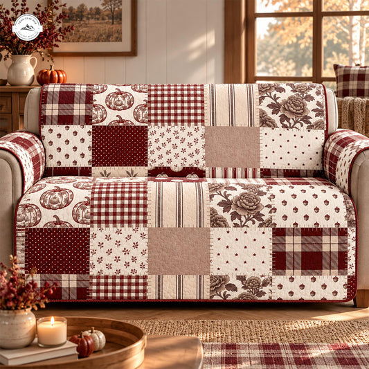 Fall Pumpkin Patchwork Quilted Seat Sofa LV194