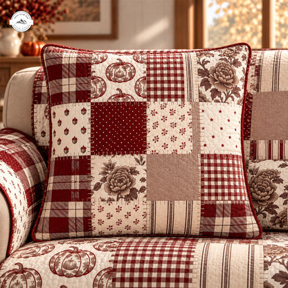 Fall Pumpkin Patchwork Quilted Pillow Cover LV194QLTPLC