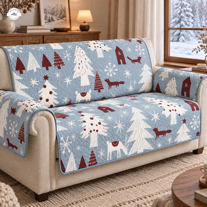 Cozy Winter Woodland Christmas Quilted Seat Sofa LV217