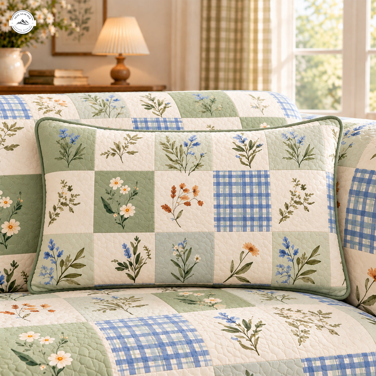 Green & Blue Patchwork Quilted Pillow Cover LV223QLTPLC