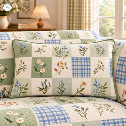 Green & Blue Patchwork Quilted Pillow Cover LV223QLTPLC