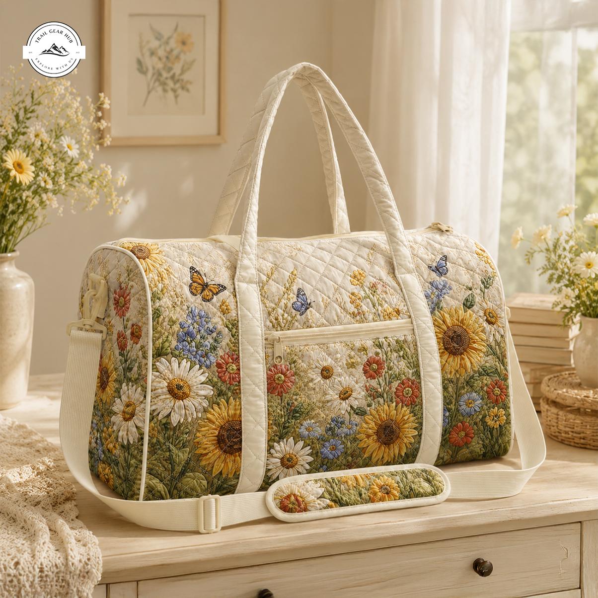 Vintage Sunflower Quilted Travel Bag LV10