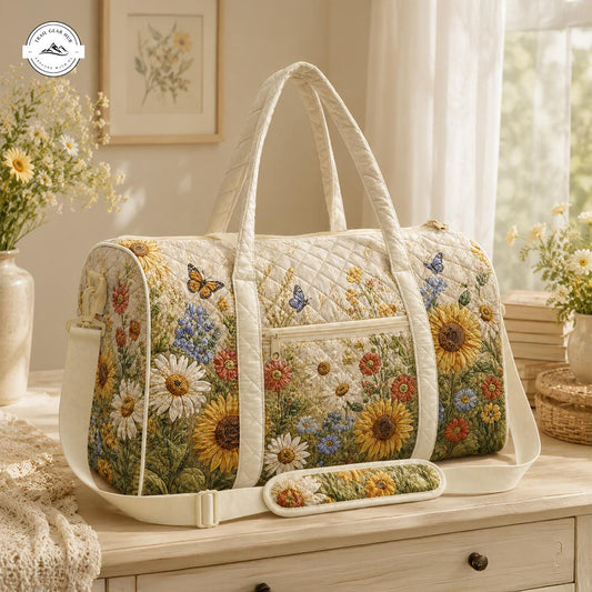 Vintage Sunflower Quilted Travel Bag LV10