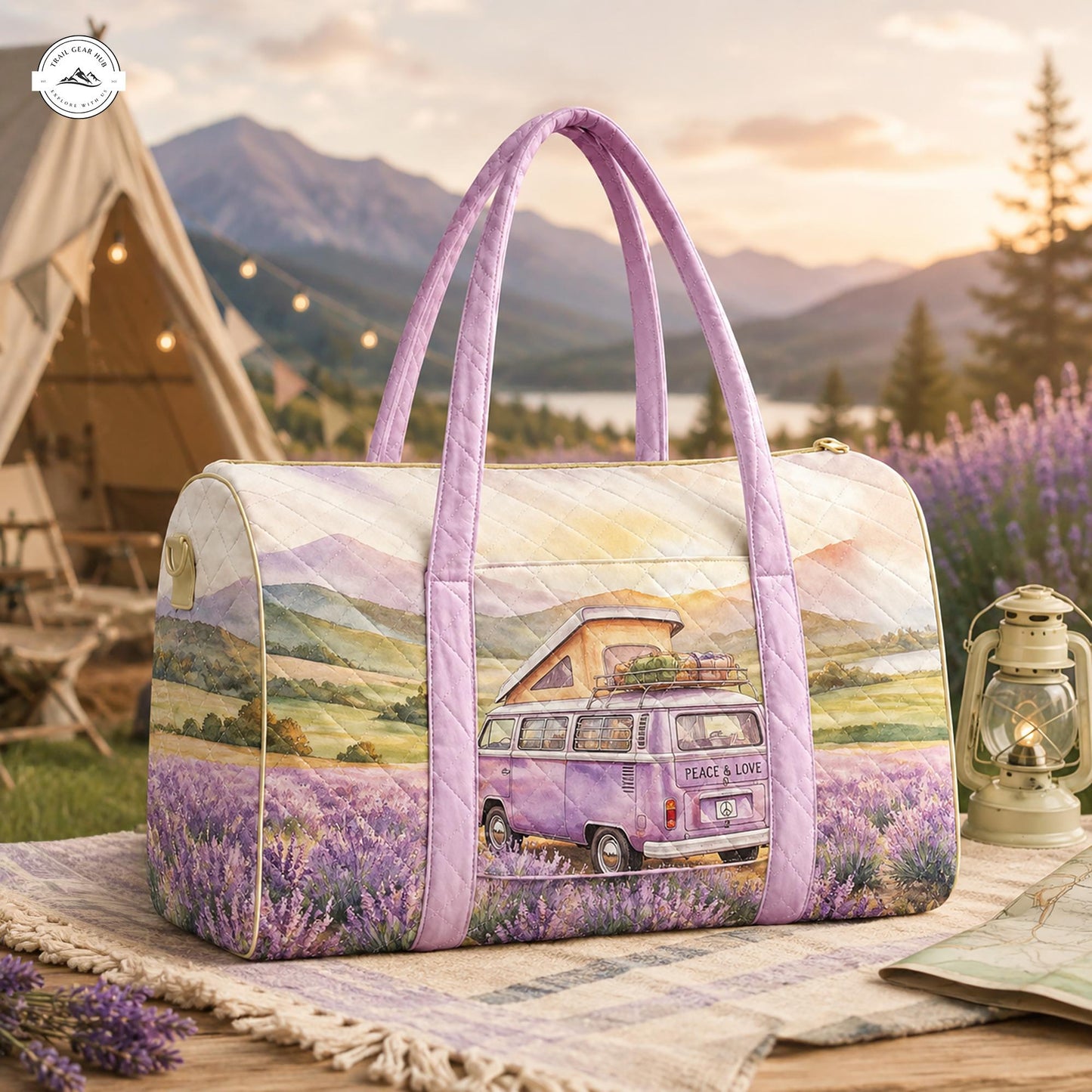 Peace & Love Camper Van Quilted Travel Bag LV14