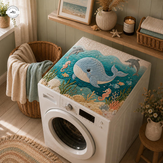 Ocean Whale Quilted Washing Machine Cover LV05