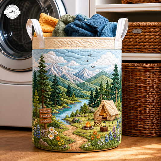 Mountain Camping Adventure Nature Quilted Laundry Basket LV05