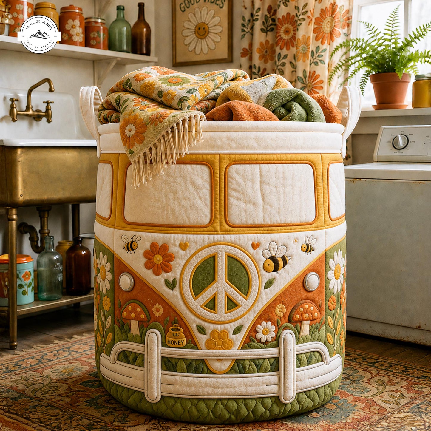 Hippie Van Quilted Laundry Basket LV14