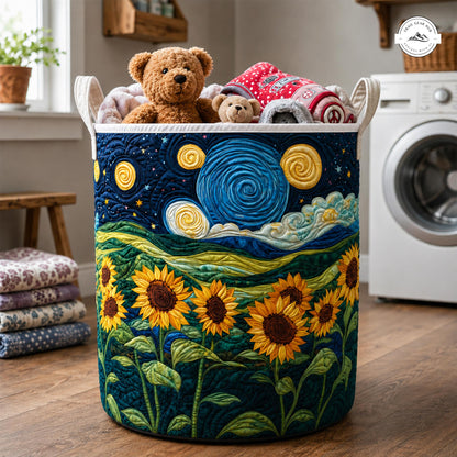 Starry Night Sunflower Quilted Laundry Basket LV15