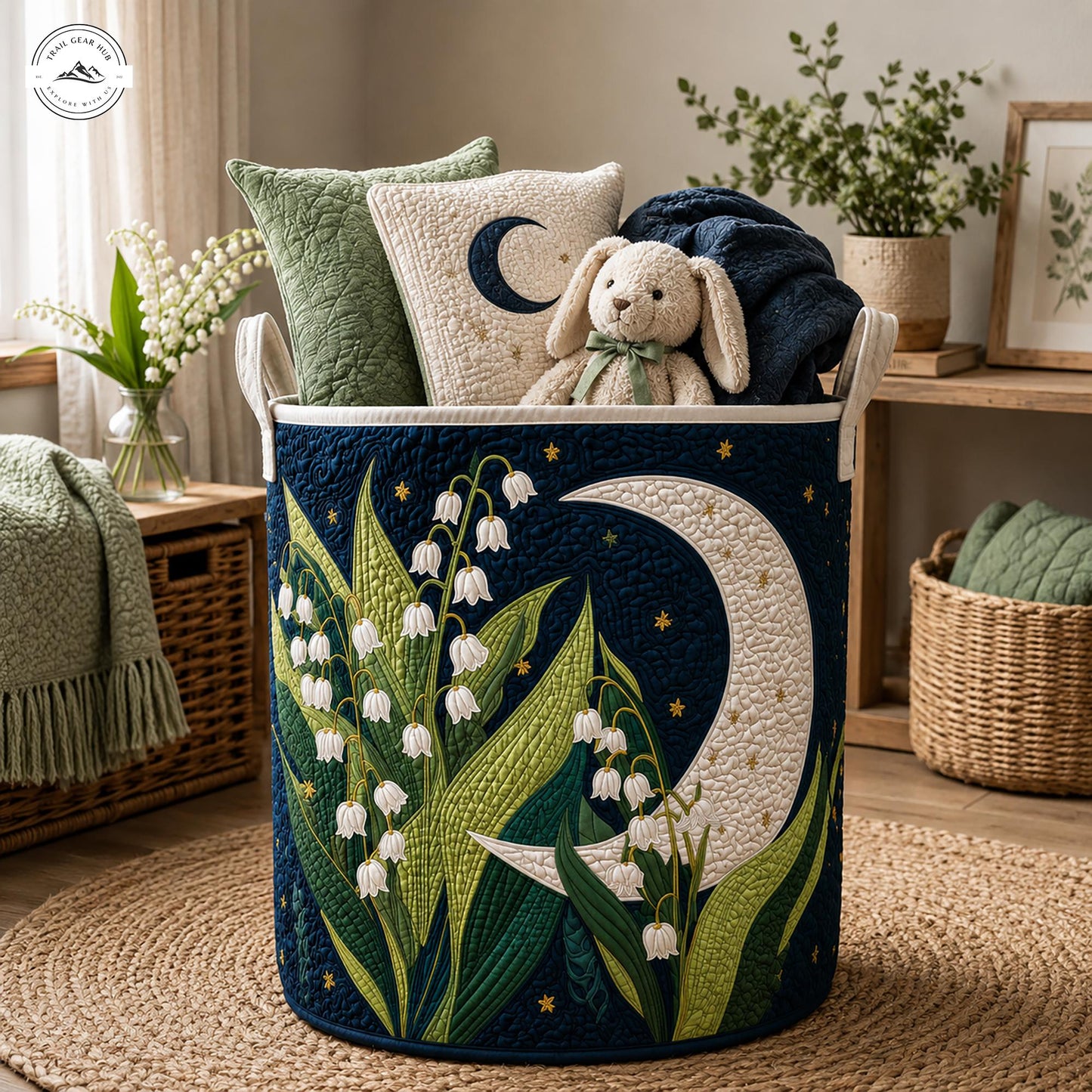 Lily of the Valley Quilted Laundry Basket LV19
