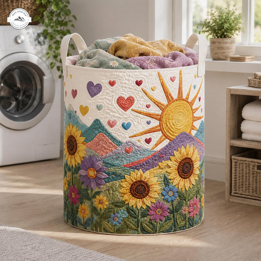 Sun & Mountain Landscape Quilted Laundry Basket LV43