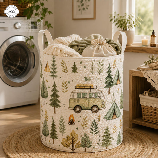 Vintage Camper Van Quilted Laundry Basket LV44