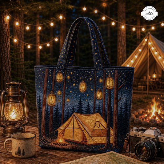 Camping Lantern Quilted Tote Bag LV05