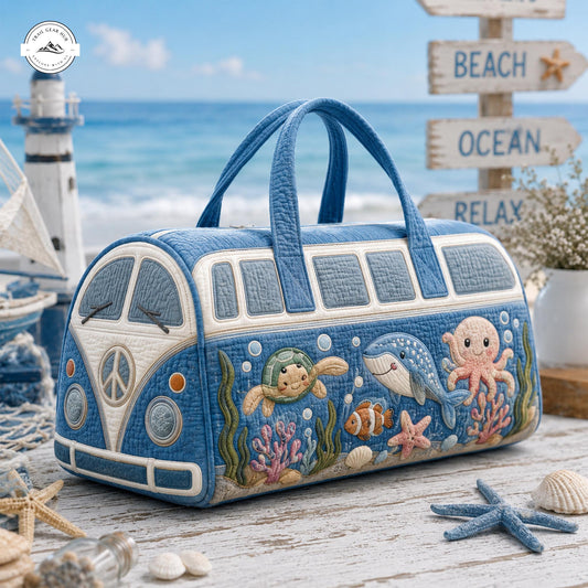 Ocean Animals Camper Van Quilted Duffle Bag LV10