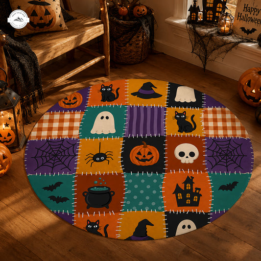 Vintage Halloween Patchwork Round Carpet LV3