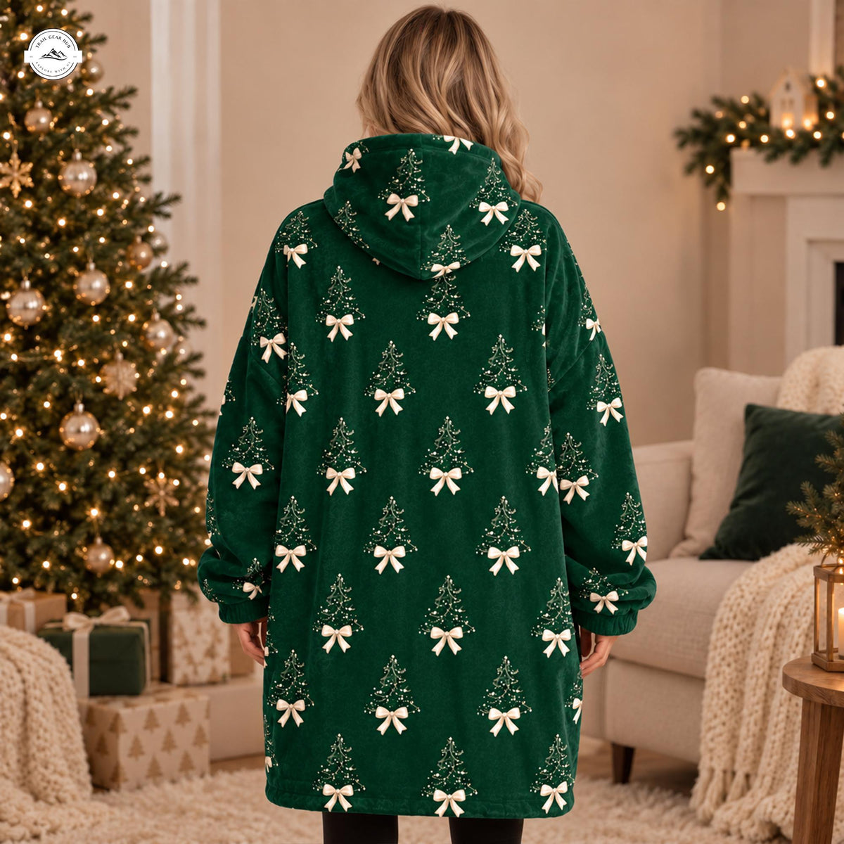 Festive Green Christmas Tree Snug Hoodie LV18