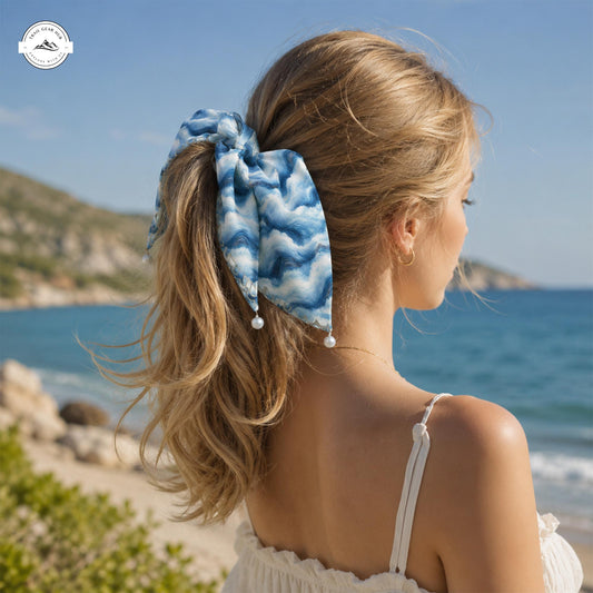 Ocean Waves Satin Pearl Hair Tie LV07SPHT