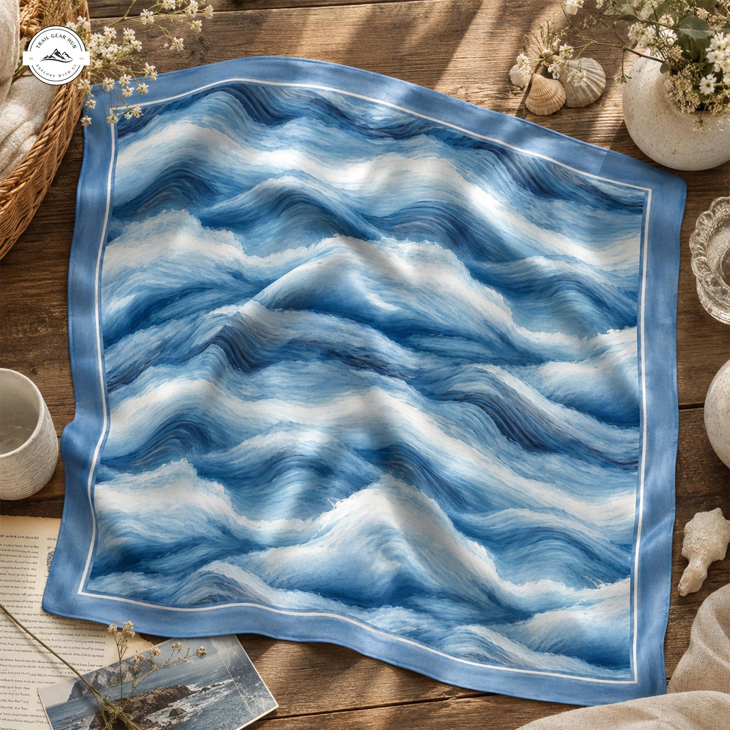 Ocean Waves Satin Square Scarf LV07SSBD