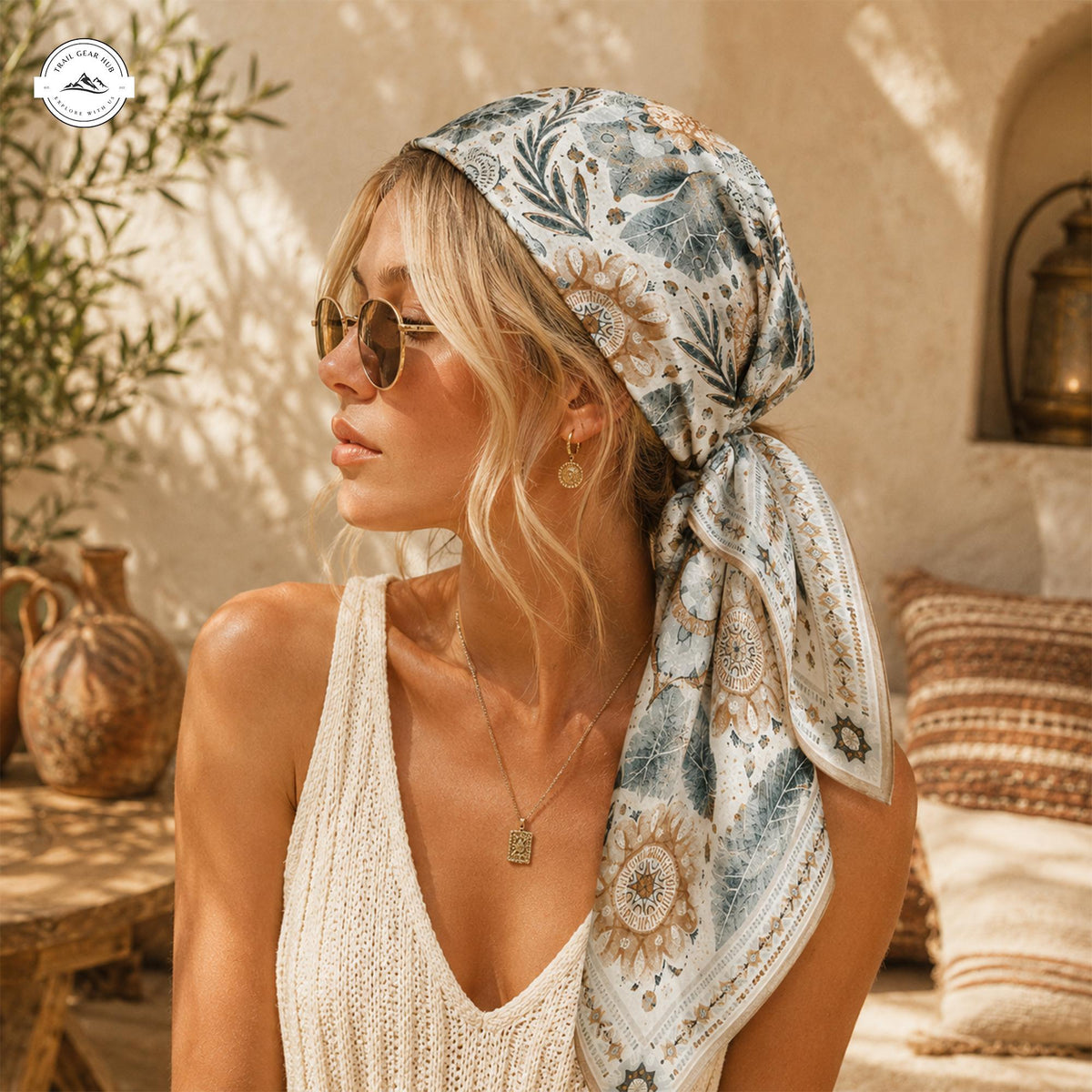 Summer Bohemian Satin Square Scarf LV09SSBD