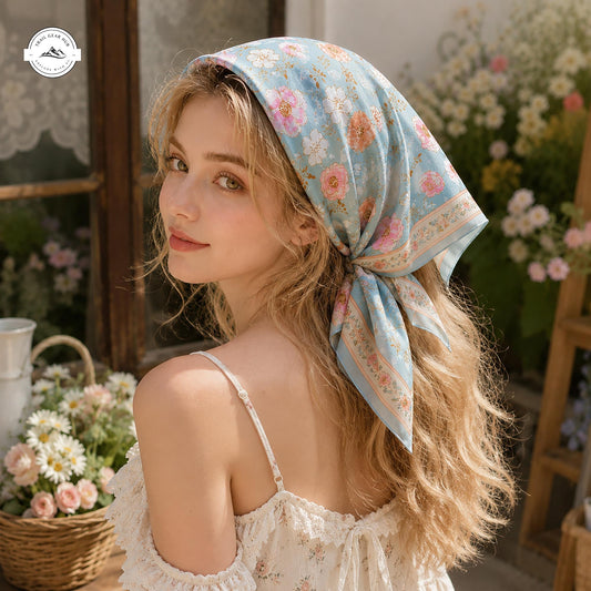 Romantic Cottagecore Floral Satin Square Scarf LV04SSBD