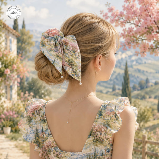 Cottagecore Garden Satin Pearl Hair Tie LV05SPHT