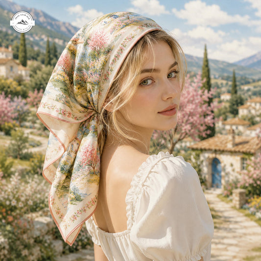 Cottagecore Garden Satin Square Scarf LV05SSBD