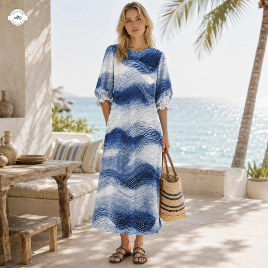 Ocean Wave Women's Mid Length Sleeve Dress LV09