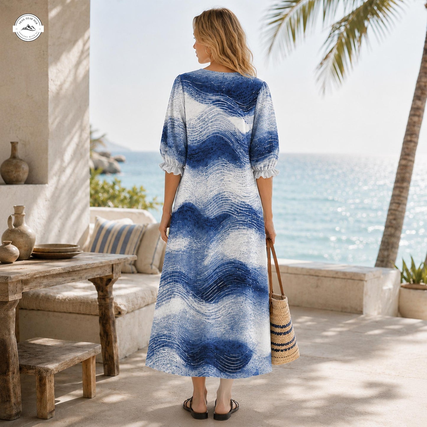Ocean Wave Women's Mid Length Sleeve Dress LV09