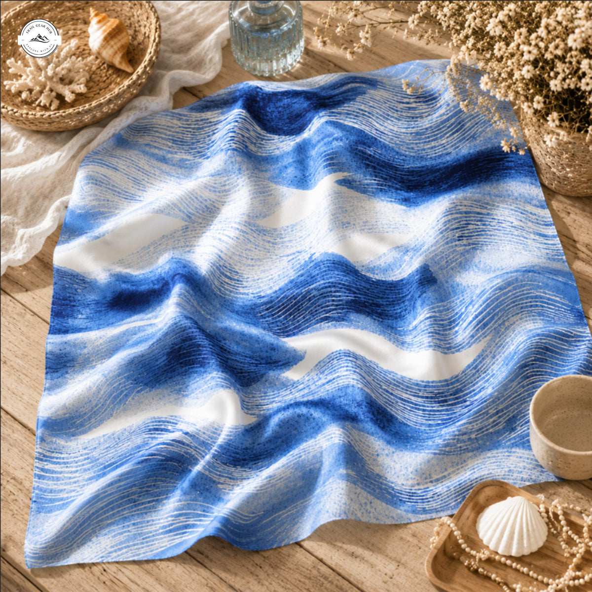 Ocean Wave Satin Square Scarf LV09SSBD