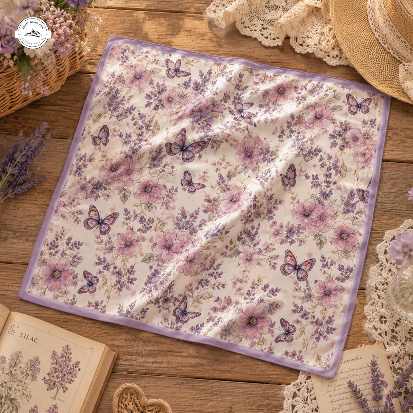 Lilac Garden Satin Square Scarf LV04SSBD