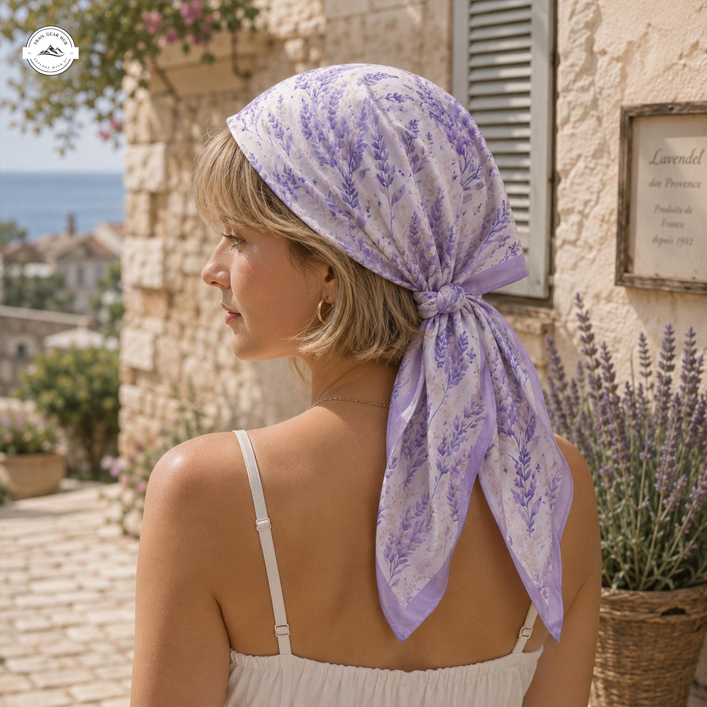 Lavender Floral Satin Square Scarf LV07SSBD