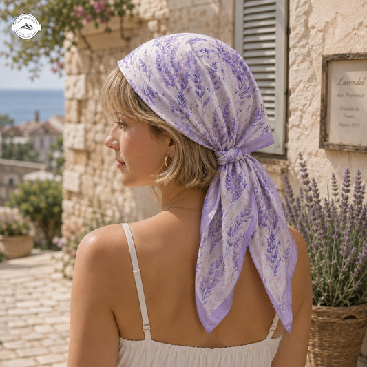 Lavender Floral Satin Square Scarf LV07SSBD