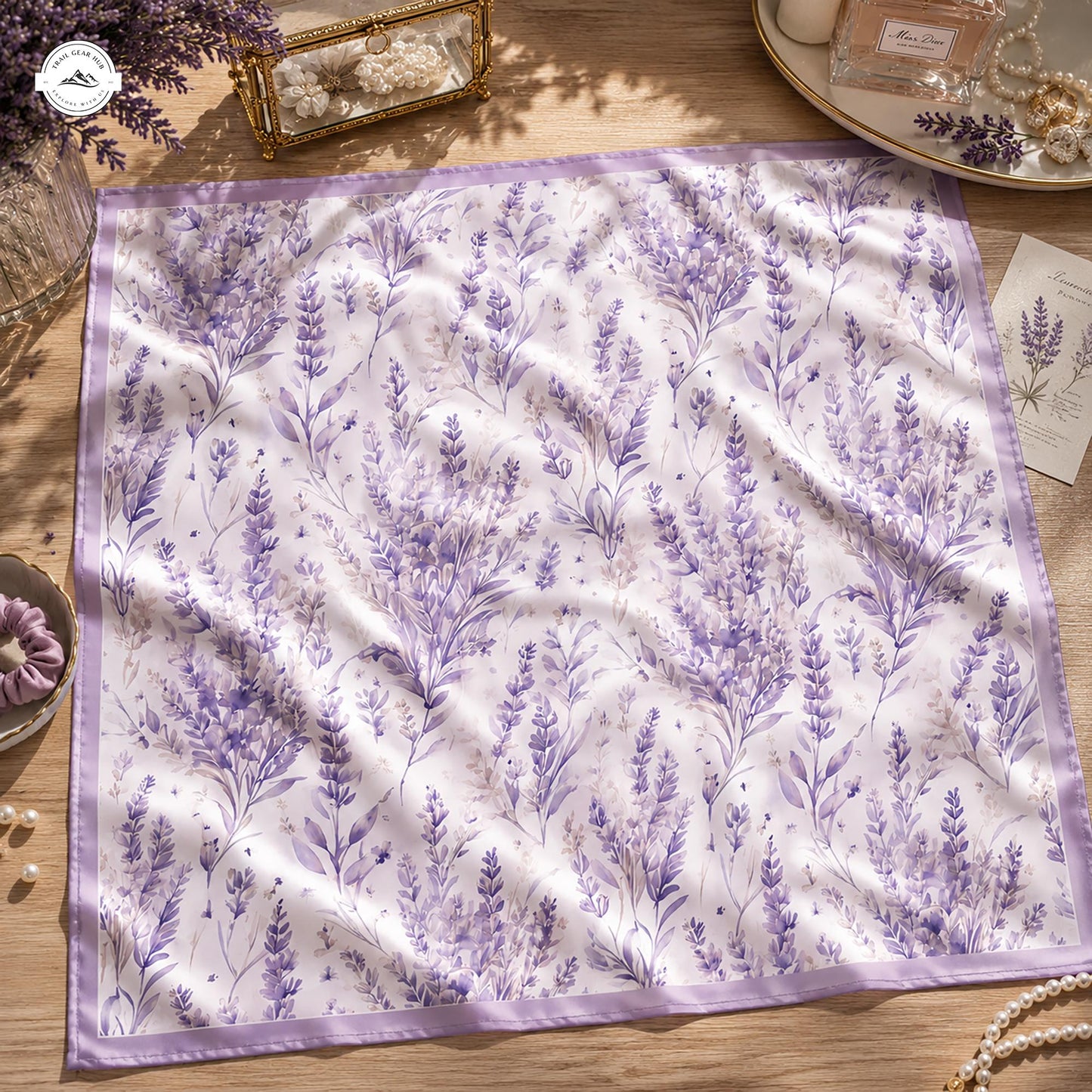 Lavender Floral Satin Square Scarf LV07SSBD