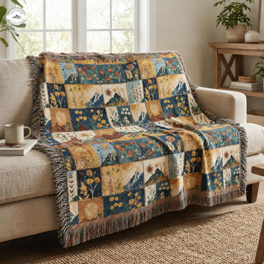 Rustic Mountain Wildflower Woven Throw Blankets LV09