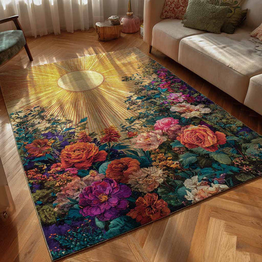 Vintage Floral Sunburst Area Rug QV01