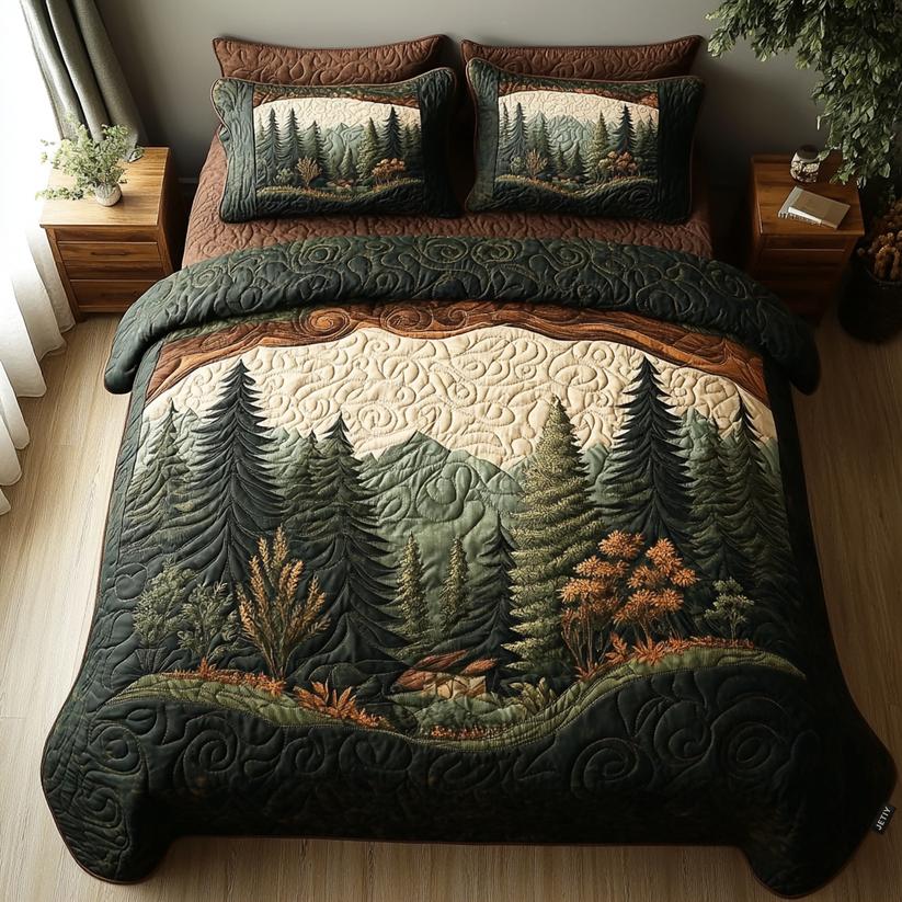 Woodland Wanderlust Quilted Bedding Set QV02