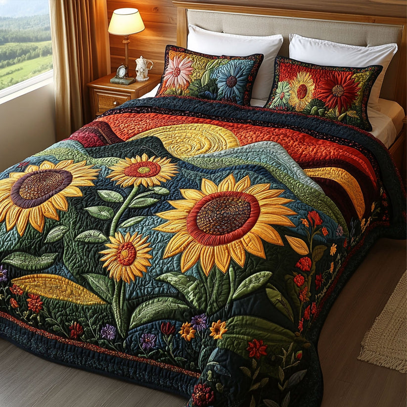 Blooming Sunscape Quilted Bedding Set QV07