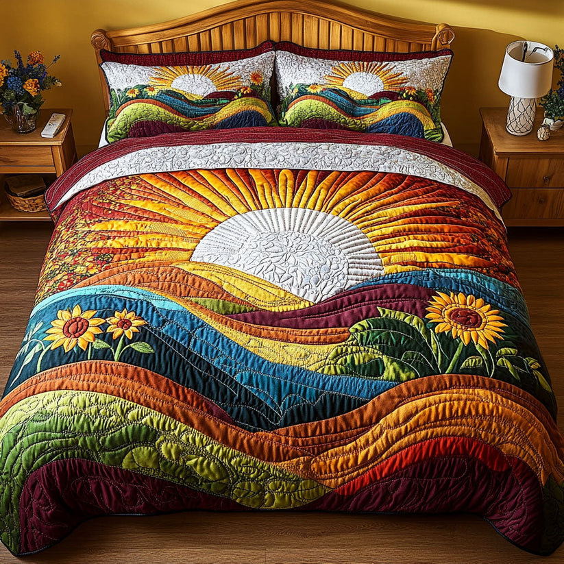 Golden Rays of Comfort Quilted Bedding Set QV08