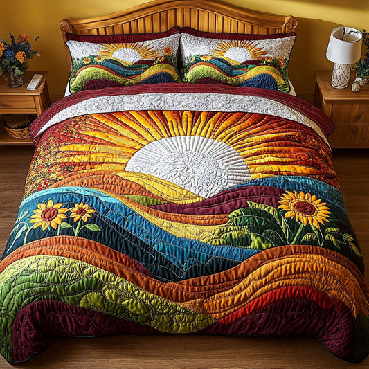 Golden Rays of Comfort Quilted Bedding Set QV08