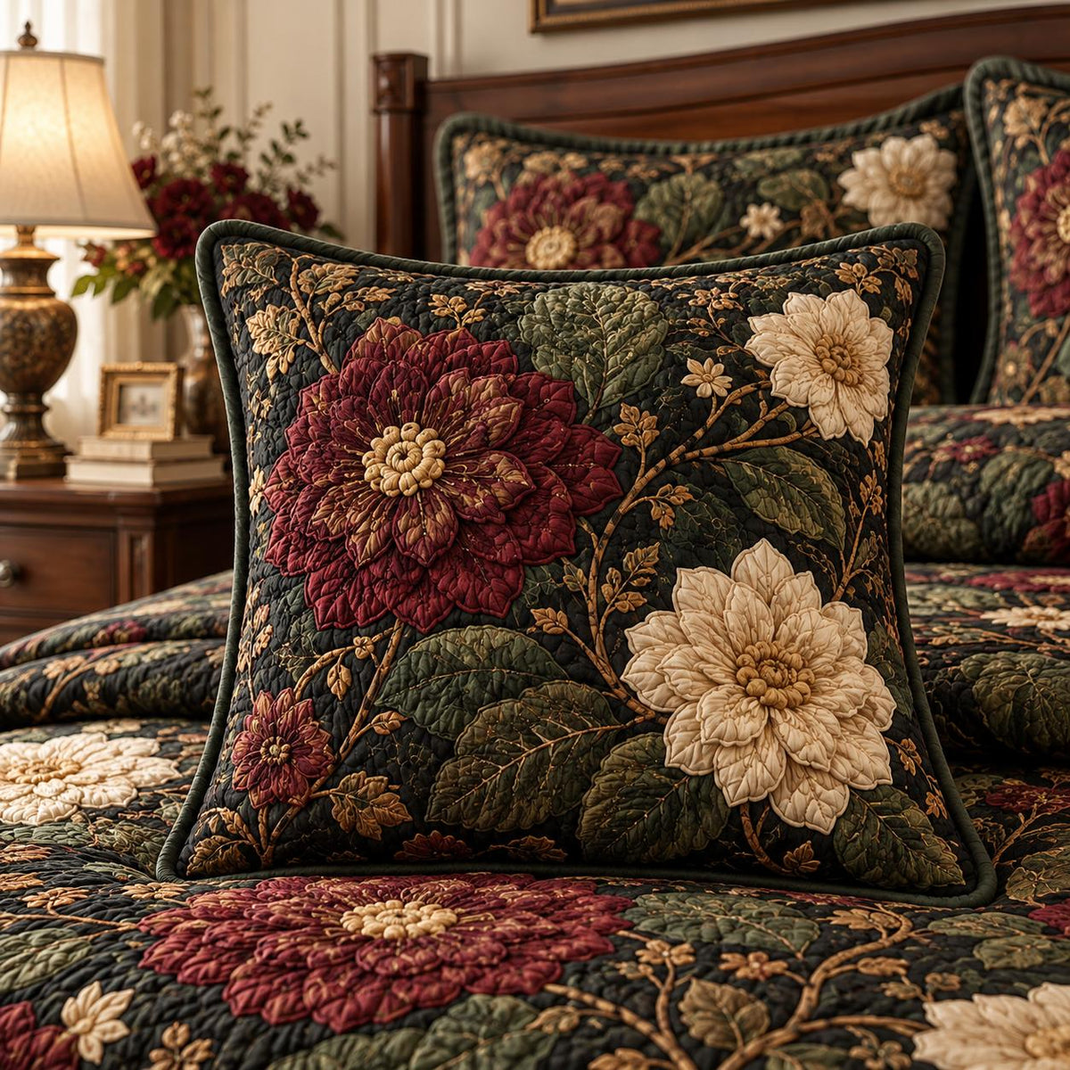 Heritage Country Floral Quilted Pillow Cover QV105QLTPLC