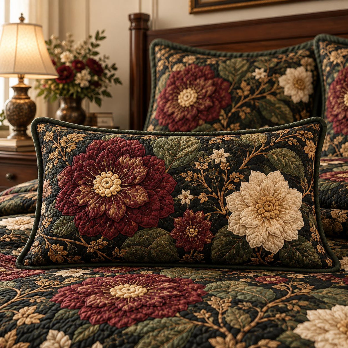 Heritage Country Floral Quilted Pillow Cover QV105QLTPLC