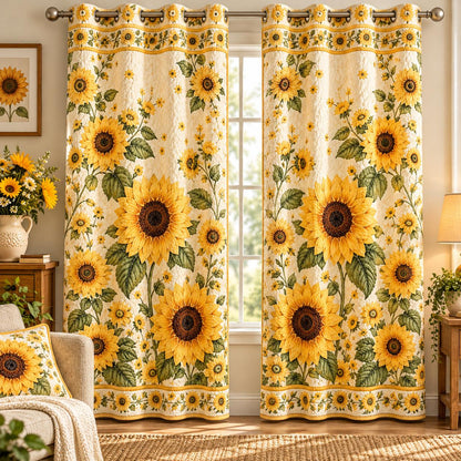Vintage Sunflower Quilted Curtains QV129QLTCT