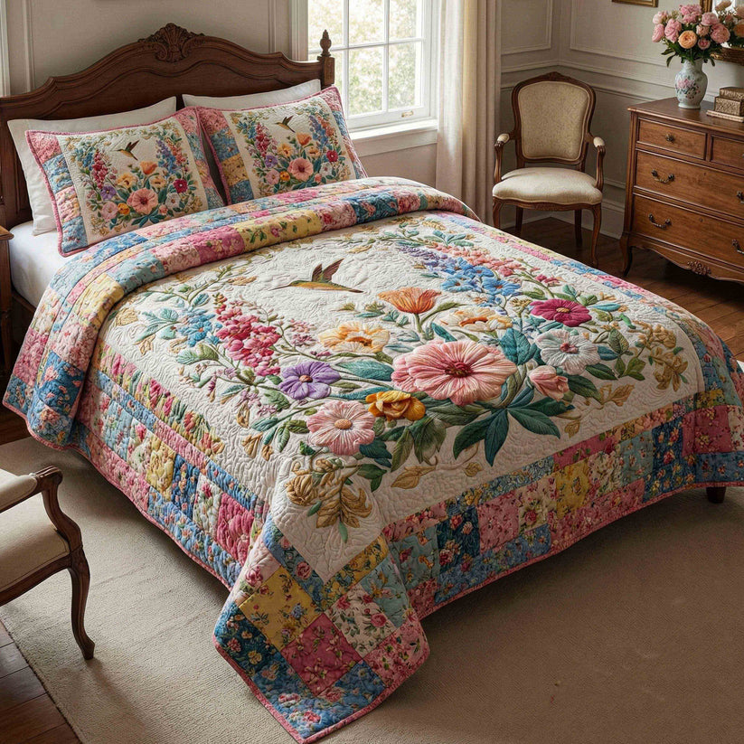 Blossom Fields Quilted Bedding Set QV16