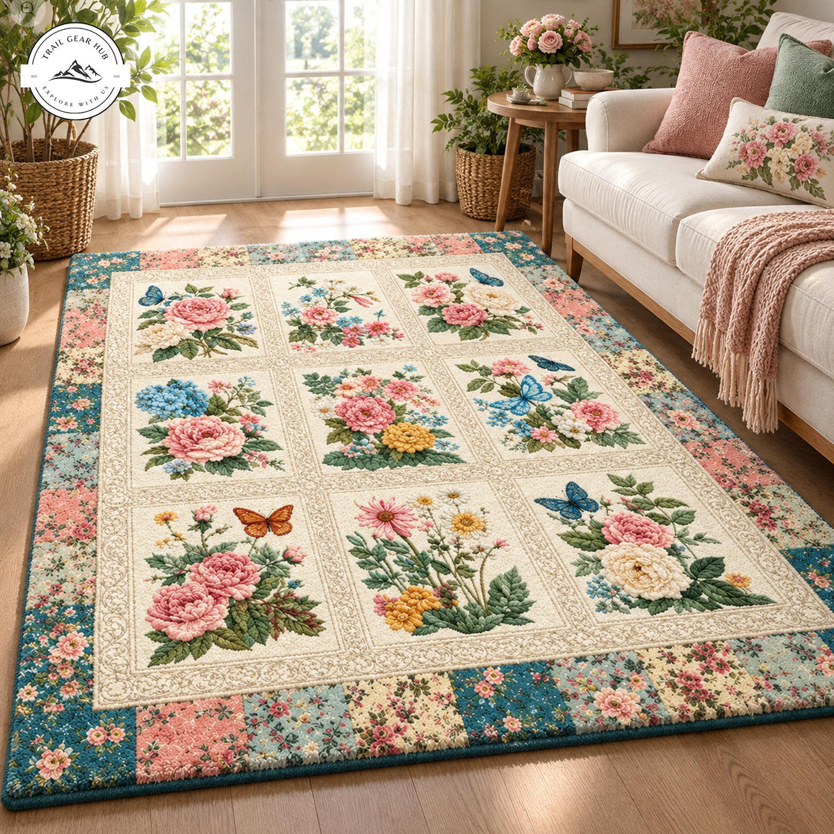 Garden Petal Symphony Faux Cashmere Area Rug QV20FCARUG