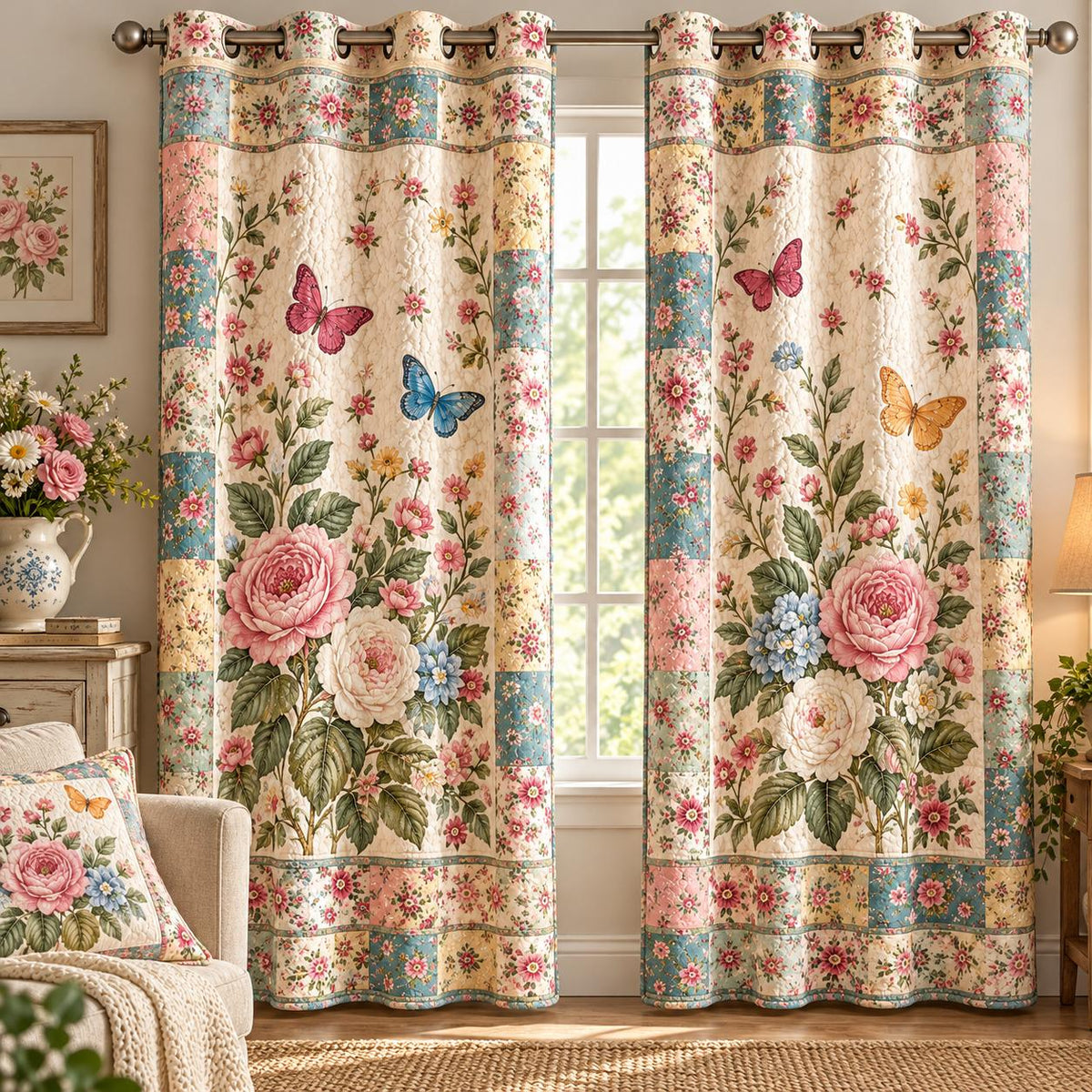 Garden Petal Symphony Grommet Curtains QV20GRMCT