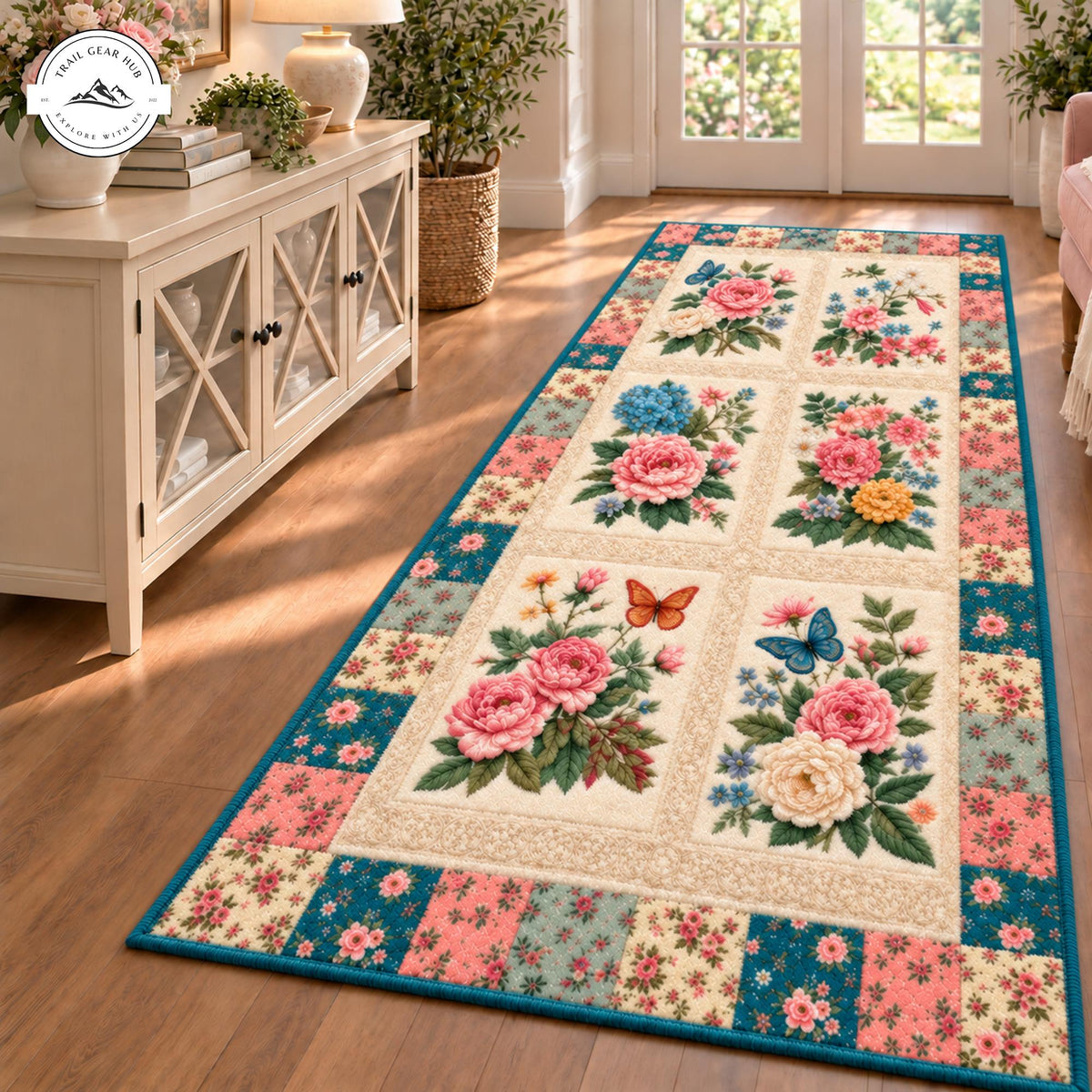 Garden Petal Symphony Plush Runner Rug QV20RUGHN117